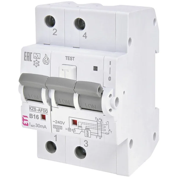 ETI Brandschutzschalter KZS-AFDD 3M2p, 2-polig, Typ A, B16 / 0,03A, unverzögert, REG